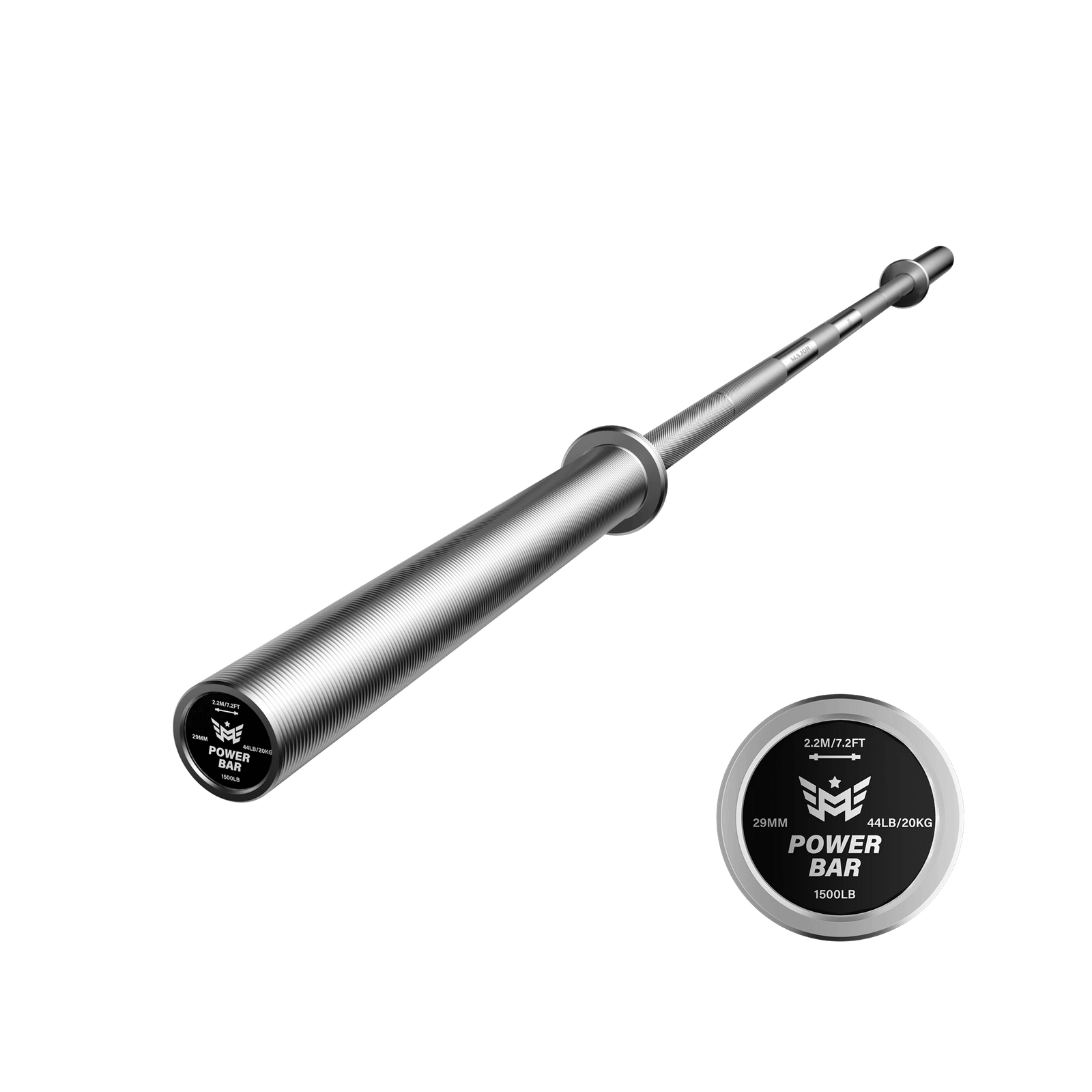 Major Fitness Heritage Series 1500lb Olympic Power Bar - Silver