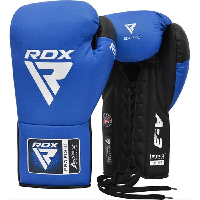 RDX PF APEX Competition/Fight Lace Up Boxing Gloves 8OZ Blue RDX PF APEX Competition/Fight Lace Up Boxing Gloves 8OZ Blue - Image 1