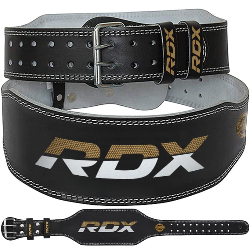 RDX 6 Inch Leather Gym Belt M BLACK/GOLD - Image 1