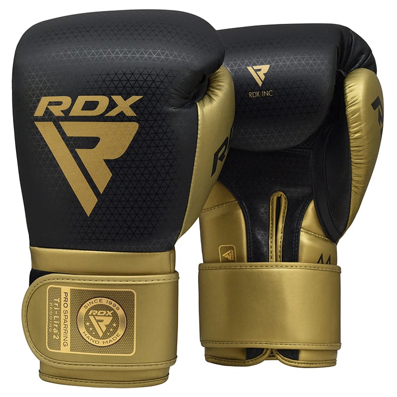 RDX L2 Mark Pro Sparring Boxing Gloves Hook and Loop Black / Golden 14OZ - Image 1