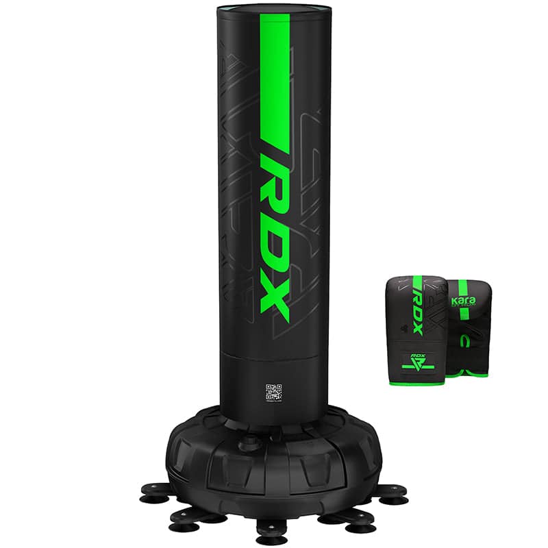 punch_bag_001_11_1 RDX F6 6ft Kara Green & Black Free-Standing Punch Bag With Mitts Set