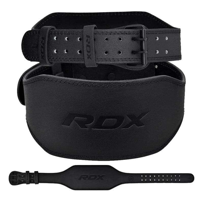 RDX 6 Inch Leather Gym Belt M Black - Image 1