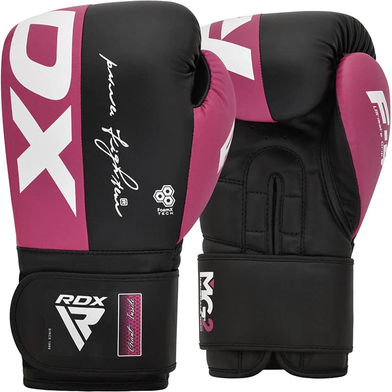 RDX F4 Boxing Sparring Gloves Hook & Loop 10oz PINK/BLACK - Image 1
