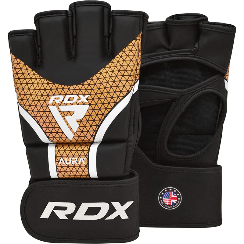 RDX GRAPPLING GLOVES AURA PLUS T-17 S BLACK GOLDEN - Image 1