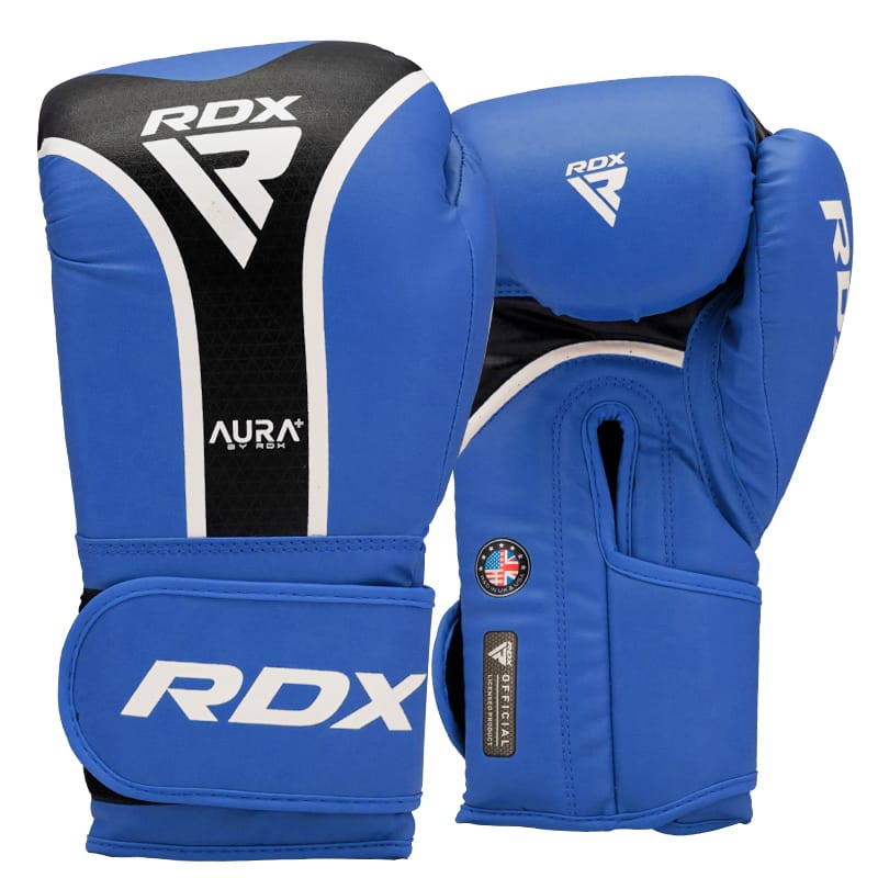 RDX BOXING GLOVES AURA PLUS T-17 10oz BLUE BLACK - Image 1