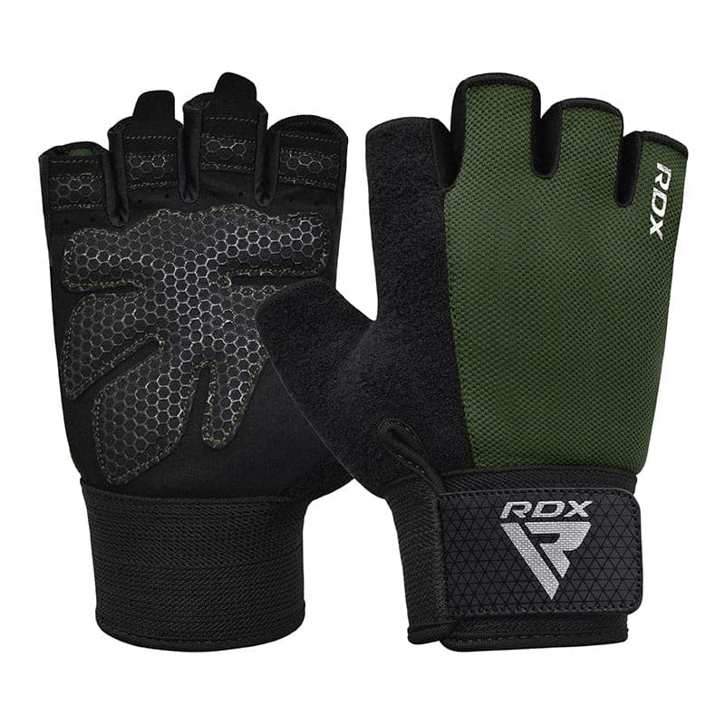 RDX W1H Gym Workout Gloves M ARMY GREEN - Image 1