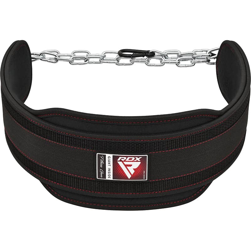 RDX T7 Weight Training Dipping Belt with Chain Black - Standard Size Black - Image 1